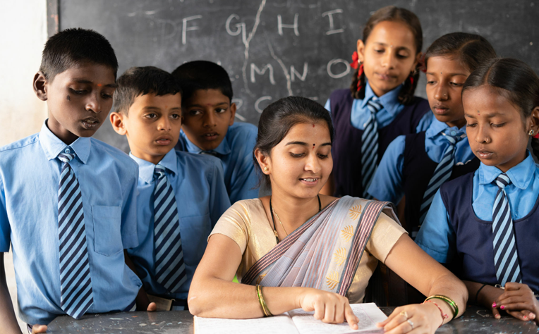 Students engaged in collaborative learning, representing the inclusive and dynamic education support at Kokan Kala Va Shikshan Vikas Sanstha