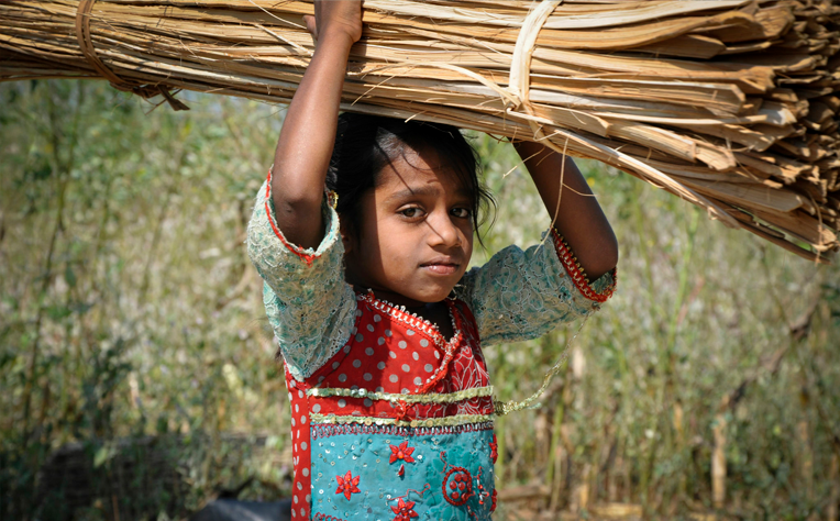 Illustration depicting the intertwined challenges of child labor, health, and social implications.