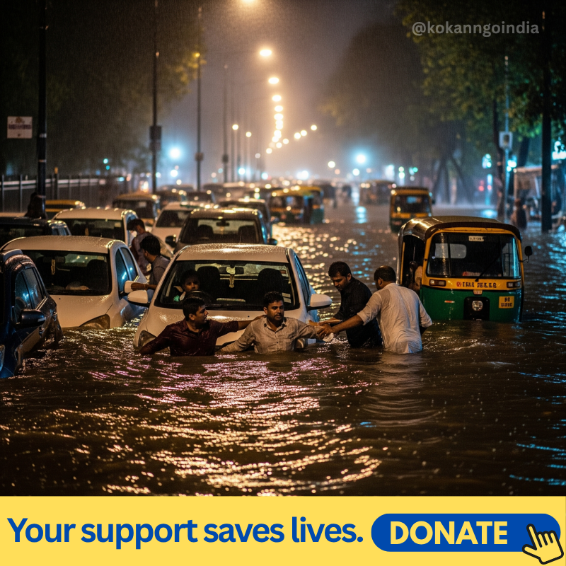 Delhi Gurgaon Flood Relief, Flood Victims Support, Donate for Flood Relief, Kokan NGO India