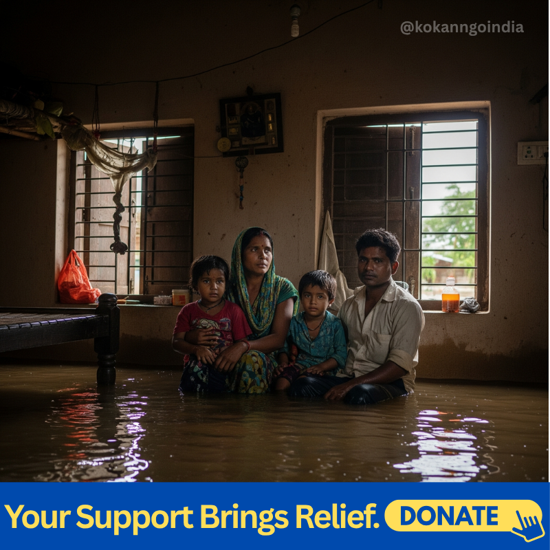 Delhi Gurgaon Flood Relief, Flood Victims Support, Donate for Flood Relief, Kokan NGO India