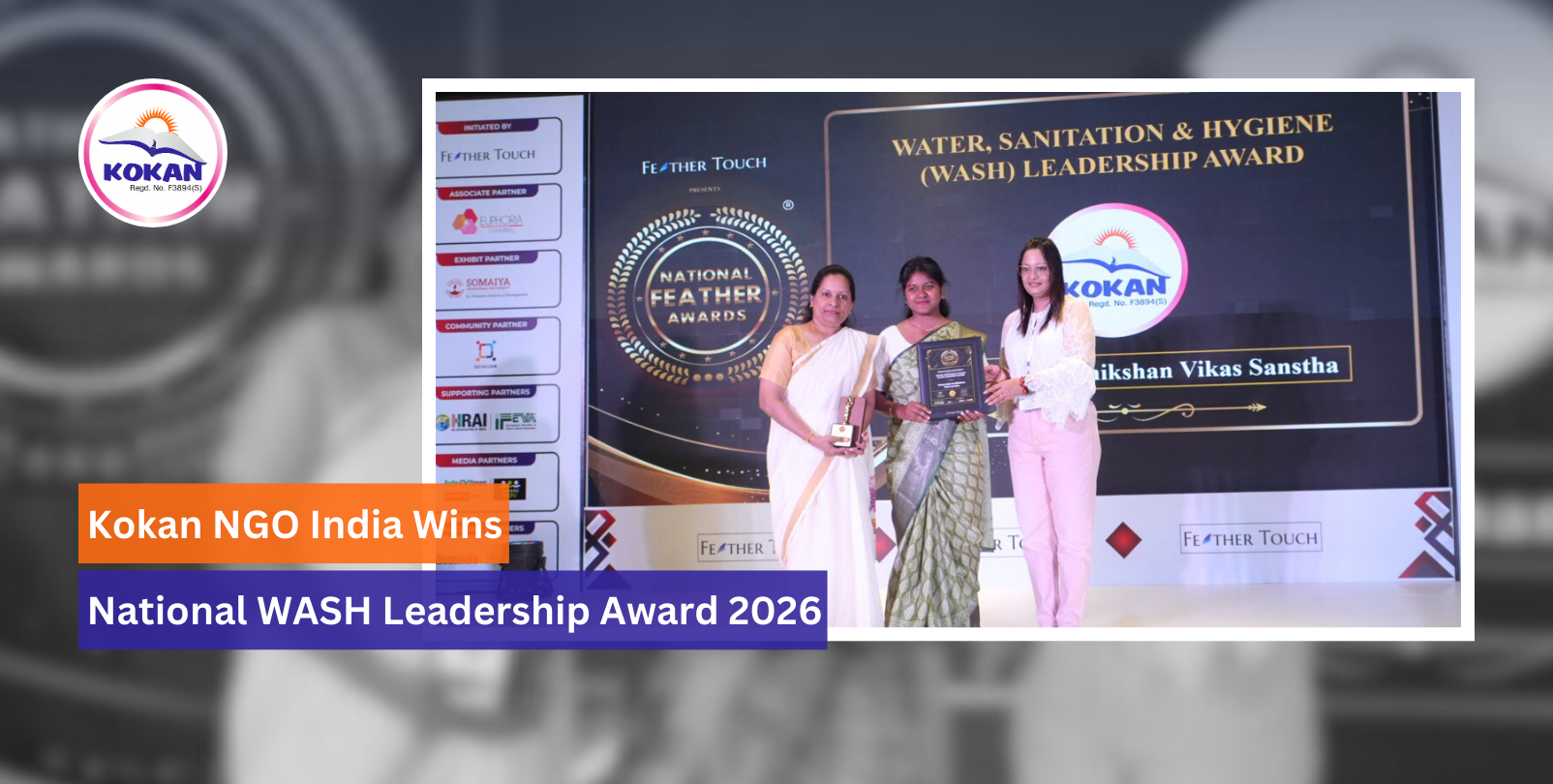 WASH Leadership Award, National Feather Awards 2026, Kokan NGO India, water sanitation hygiene award, NGO award India, rural development NGO Maharashtra, clean drinking water NGO, sanitation projects India, tribal community development NGO